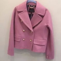 J. Crew | Jackets & Coats | New J Crew Wool Cropped Doublebreasted Peacoat In Rose Ash Pink | Poshmark Ash Pink, Red Puffer Vest, J Crew Jacket, Camouflage Jacket, Orange Jacket, Black Puffer Jacket, Dusty Rose Color, Fall Winter Collection, Red Blazer