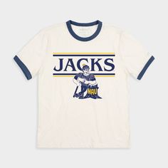 To match the vibes of this NAU Lumberjacks logo from the late 1980s, we incorporated retro ‘80s elements to this design. This specific Louie the Lumberjack was used as NAU’s primary logo until 2005; he saw the ‘Jacks through their NCAA men’s basketball tournament bid in 2000. Brought to you in partnership with College Vault. Products are mocked up on a size S. Graphics may appear smaller on larger sizes. Products are mocked up on a size S. Graphics may appear smaller on larger sizes. Basketball Tournament, Northern Arizona, Ringer Tee, Lumberjack, Ncaa, Arizona, Basketball, Bring It On, ? Logo