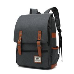 Vintage Laptop Backpack-backpack-deep gray-16inch-mysticalcherry Gadgets Électroniques, Big Backpacks, Laptop Backpack Women, Laptop Travel Bag, Laptop Travel, Vintage Backpacks, Travel Bags For Women, Canvas Messenger Bag, Bag Stand