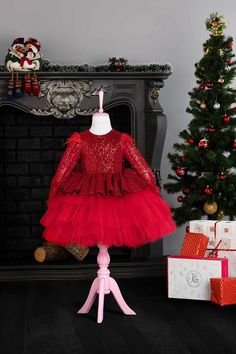 Get Red Tutu Christmas Dress | THA Dressing Festive Red Princess Dress For Dress-up, Festive Ruffled Dresses For Party Season, Festive Holiday Dress With Ruffles For Dress-up, Festive Holiday Dress With Ruffles, Ruffled Dresses For Festive Party Season, Festive Ruffled Holiday Dress, Festive Holiday Dress With Ruffles For Party, Festive Holiday Party Dress With Ruffles, Festive Long Sleeve Ruffle Dress