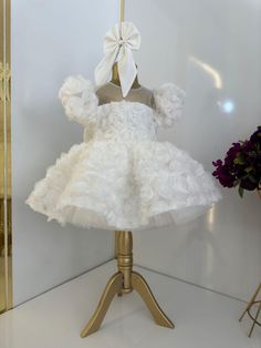 White Puffy Baby Girl Dress, Baby Wedding Dress, Tulle Girl Dress, Infant Pageant Dress, Baby Girl Baptism Dress, 1st Birthday Dress This baby girl dress is specially designed and handmade for your baby girl. Your girl will be like a princess with these dresses that she can wear on special occasions such as birthdays, weddings and christmas. This dress, which will create your girl's style with a clasp, is ideal for special occasions. Check out our baby girl dresses selection for unique handmade dresses from AymiraDesign. ✿ Product Features; ✰ Baby Dress Materials: Tulle ✰ Baby Dress Color:  White ✰ Set Content: Dress, Clasp ✰ Size Options: * 0-3 months, 3-6 months, 6-9 months, 9-12 months, 12-18 months, 18-24 months, 2T, 3T, 4T, 5, 6 US kids' numeric ✰ Note: Please contact us for different Princess Style Organza Tutu Dress For Baptism, Organza Princess Dress For Baptism, Organza Tutu Dress With Ruffles For First Birthday, White Organza Tutu Dress For First Communion, White Tulle Ball Gown For Baptism, Cream Ruffled Tutu Dress For Baptism, First Communion Princess Dress With Ruffles, Party Baptism Dress With Tulle Ruffles, Cream Tutu Dress With Ruffles For Baptism