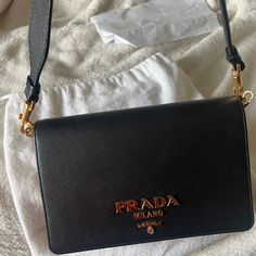 Beautiful And Elegant Prada Bag, With A Shoulder Strap And He Cross Body Chain Strap , Can Be Worn Two Ways. In Brand New Condition Formal Saffiano Leather Bag With Chain Strap, Designer Gold Saffiano Leather Shoulder Bag, Gold Saffiano Leather Shoulder Bag For Evening, Gold Saffiano Leather Evening Bag, Elegant Gold Saffiano Leather Shoulder Bag, Saffiano Leather Mini Bag, Leather Mini Bag, Leather Mini, Prada Bag