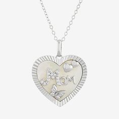 Included: 1 Chain(s), 1 Pendant(s)Features: Mom JewelryJewelry Closure: Lobster ClaspShape: HeartStone Cut: OvalMetal Color: WhiteChain Length: 18 InchPendant Length: 24.2mmPendant Width: 17.1mmMetal: Sterling SilverChain Construction: CableCare: Wipe CleanStone Type: 1 Simulated Mother of Pearl, 15 Cubic ZirconiaNecklace Type: Pendant NecklacesCountry of Origin: Imported White Gold Necklace For Birthday, Mother's Day, White Pendant Necklaces For Mother's Day, White Pendant Necklace For Mother's Day, Silver Charm Necklaces For Mother's Day Anniversary, Silver Charm Necklace For Anniversary On Mother's Day, Personalized White Gold Necklaces For Mother's Day, White Necklace With Heart Charm For Birthday, Nickel Free Necklaces For Mother's Day, Double Heart Charm Necklaces For Mother's Day Keepsake