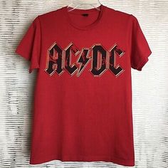 AC/DC Logo Women’s Tee Shirt Red Cotton Size Small  | eBay Ac Dc Logo, Acdc Logo, Dc Logo, Logo Women, Music Tees, Rock T Shirts, Red Band, Friend Outfits, Grey Tee