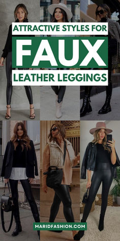 Get stylish with faux leather leggings for any age using these tips and outfit ideas, perfect for creating chic looks with black leather pants and leggings.  faux leather leggings | faux leather leggings outfit | black leggings | oufits with leggings | leather pants outfit | black leggings outfit | black leather pants outfit | faux leather pants | faux leather pants oufit | leather leggings | leather leggings outfit leather leggings | leather leggings fasion | black leather leggings | black leat All Black Outfit Leather Leggings, Night Out Leather Leggings Outfit, Leggings With Heels Outfit Classy, Faux Leather Leggings Blazer Outfit, Leather Leggings With Chelsea Boots, Styling Leather Pants Winter, Black Faux Leather Leggings Outfit Fall, Christmas Outfit Leather Leggings, Leather Leggings Office Outfit