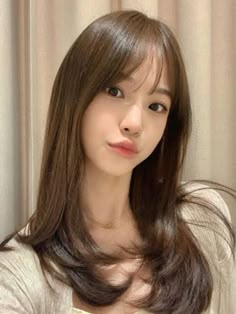 Korean Long Hair, Korean Hair Color, Hair Style Korea, Bangs With Medium Hair, Long Hair With Bangs