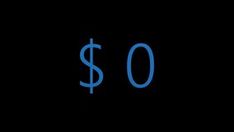 the word $ 0 is written in blue on a black background