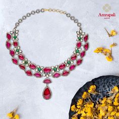 The Amrapali Lotus pays homage to the flower which has been an integral part of Indian culture from time immemorial, by bringing together… Amrapali Jewels, Silver Jews, Traditional Indian Jewellery, Polki Jewellery, Indian Culture, Ruby Necklace, Flower Motif, Traditional Indian, Indian Jewellery