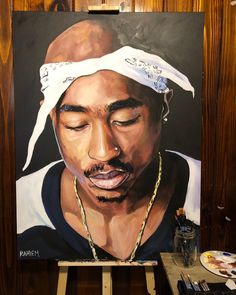 a painting of a man with a bandana on his head