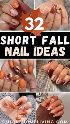 Autumn Biab Nail Designs, Autumnal Short Nails, Fall Nails Art Design, Minimalist Fall Nails Short, October Manicure Ideas, Easy Fall Gel Nails, Fall Easy Nail Designs, Simple Fall Color Nails, Nail Ideas With Accent Nail