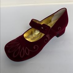 Leather Lined 1 1/2” Inch Heel Height A Rare Find Brand New Peter Fox, 2 Inch Heels, Salvatore Ferragamo Flats, Lady In Red, Mary Janes, Red Velvet, Shoes Women Heels, Heel Height, Shoes Heels