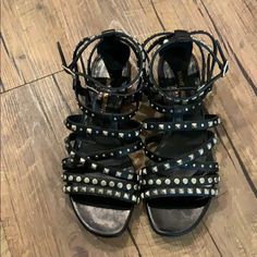 Ysl Black Leather Gladiator Sandals With Matte Silver Studs. Size 36.5. Minimal Wear. Studded Gladiator Sandals, Yves Saint Laurent Shoes, Leather Gladiator Sandals, Saint Laurent Shoes, Valentino Studs, Silver Studs, Gladiator Sandals, Women's Shoes Sandals, Yves Saint Laurent