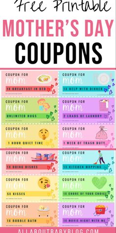 free printable mother's day coupons for mom and babys to use