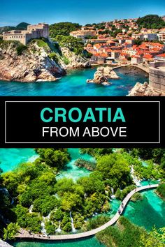 croatia from above with text overlaying the image and an island in the background