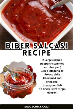 Biber Salcasi Red Jalapeno, Red Pepper Paste, Pepper Paste, Hot Sauce Recipes, Spicy Chili, Homemade Jam, Vegan Paleo, Red Pepper