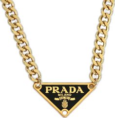 Prada Vintage, Gold Curb Chain, Vintage Prada, Vintage Pendant Necklace, Curb Chain Necklace, Necklace Chain Lengths, Vintage Pendant, Charm Set, Gold Plated Chains