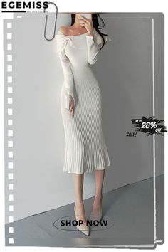 Elegant Acrylic Plain Long Sleeve Midi Dress Sleeve Midi Dress, Midi Dress With Sleeves, Long Sleeve Midi, Long Sleeve Midi Dress, Long Dress, Color White, Midi Dress, Long Sleeve Dress, Womens Dresses