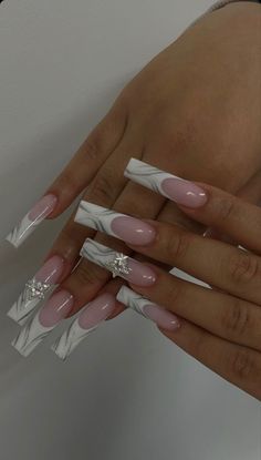 Unique Acrylic Nails, Pink Acrylic Nails, Square Acrylic Nails, Nails Long, Fire Nails