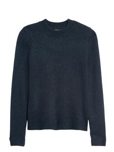 Cotton-Blend Crew-Neck Sweater | Banana Republic Fall Crew Cropped Sweater With Ribbed Cuffs, Fall Cropped Crew Sweater With Ribbed Cuffs, Classic Cropped Sweater For Fall Layering, Cozy Cropped Sweater With Ribbed Crew Neck, Cozy Cropped Sweater With Ribbed Collar, Casual Cropped Cashmere Sweater With Long Sleeves, Casual Long Sleeve Cashmere Cropped Sweater, Textured Knit Crew Top For Fall, Fall Textured Knit Crew Tops