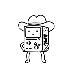 an old nintendo gameboy with a cowboy hat on it's head and arms