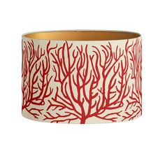 a red coral lamp shade on a white background