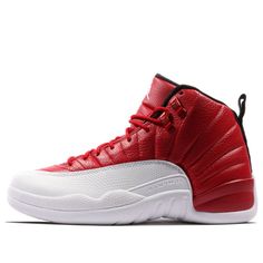 The Air Jordan 12 is  one of the most durable Air Jordans of all time thanks to the technology and construction. It also incorporated a design inspired by the Japanese flag’s rising sun. \n Red Mid-top Basketball Shoes, Red Non-slip Basketball Shoes With Round Toe, Red High-top Basketball Shoes With Air Cushioning, Sporty Red Fade-resistant Basketball Shoes, Casual Red Fade-resistant Basketball Shoes, Red Basketball Shoes, Retro Gym, Japanese Flag, Air Jordan 12 Retro