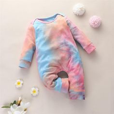 Baby Unisex Tie Dye Long Sleeve Romper - PrettyKid Tie And Die, Baby Tie, Designer Baby Clothes, Rompers Online, Baby Unisex, Kids Boutique Clothing, Tie Dye Long Sleeve, Baby Shorts, One Piece Bodysuit