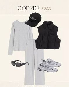 Make your coffee run in this matching sweat set with a puffer vest and new balance sneakers. Click to shop! Casual Matching Set, Coffee Run Outfit, Run Outfit, Matching Sweat Set, Outfit Top, Coffee Run, Sweat Set, Balance Sneakers