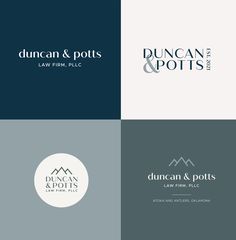 four different logos for duncan & potts law firm, including the logo and business name