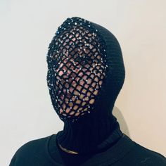 Full Face Covering Crochet Balaclava Mesh Mask Knitted Mask | Etsy Turkey Crochet Hood Face Mask, Knitted Mask, Chain Face Mask, Chain Balaclava, Chainmail Balaclava, Knitted Ski Mask, Mesh Balaclava, Mesh Mask, Gothic Mask