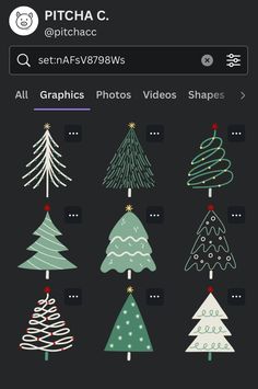 an iphone screen with christmas trees on it and the text pitcha c written below