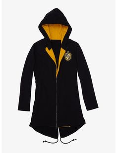 Harry Potter Hufflepuff Zip-Up Hoodie Cloak Hoodie Cloak, Harry Potter Dress, Hogwarts Uniform, Hufflepuff House, Harry Potter Merchandise, Harry Potter Hufflepuff, Light Sweater, Hoodie Girl, Stage Outfits