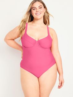 sweetheart neckline wide straps underwire support removable pads back strap with clasp closure elasticized leg openings built-in upf sun protection; uv protection accords with astm standard d6603 moderate coverage fitted models are approx.  5'9" and wear sizes s (4), l (12), and xl (18)machine wash according to the care instruction label Poolside Swimwear With Sweetheart Neckline And Built-in Bra, Underwire Swimwear With Built-in Cups For Sunbathing, Summer Padded Underwire Swimwear, Solid Swimwear With Removable Bra Pads And Contoured Fit, Contoured Solid Swimwear With Removable Bra Pads, Contoured Nylon Swimwear With Padded Cups, Padded Sleeveless Swimwear For Summer, Nylon Swimwear With Built-in Underwire Cups, Padded Underwire Swimwear For Summer