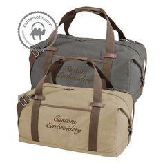 Custom Embroidered Port Authority ® Cotton Canvas Duffel Bag, Personalized Duffel Bag, Custom Travel Beige Tote Bag With Embroidered Logo, Beige Bags With Embroidered Logo For Daily Use, Brown Travel Bag With Embroidered Logo, Beige Shoulder Bag With Embroidered Logo For Everyday Use, Canvas Shoulder Bag With Embroidered Logo, Rectangular Shoulder Bag With Embroidered Logo For Everyday, Beige Rectangular Canvas Bag With Embroidered Logo, Rectangular Shoulder Bag With Embroidered Logo, Rectangular Beige Canvas Bag With Embroidered Logo