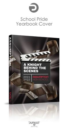 the front cover of a book with an image of a movie strip and film reel