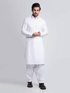 Mens White Textured Shirt Collar Shalwar Kameez Mens Eid Shalwar Kameez Color: Off White Fabric: Wash and wear Dress Type: Handmade Please beware when you're choosing the variations of this dress. Feel free to discuss any issue regarding your order. You'll get a quick solution and will be satisfied. Traditional Cotton Kurta With Naqshi, White Dabka Sherwani For Navratri, White Dabka Churidar For Puja, Eid Traditional Wear With Pallu In Cambric, Unstitched Cotton Churidar, White Naqshi Traditional Wear For Navratri, Traditional Fit Salwar Kameez For Eid, Traditional Cambric Kurta For Wedding, Traditional Salwar Kameez With Naqshi For Diwali