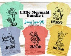 the little mermaid bundle is shown in four different colors