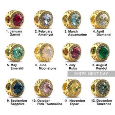 Choose your favorite color or a birthstone based on the Month. January       : Garnet February     : Amethyst March        : Aquamarine April           : Diamond May           : Emerald June           : Moonstone July            : Ruby August       : Peridot September : Sapphire October    : Pink Tourmaline November : Topaz December : Tanzanite Cubic Zirconia Birthstone Jewelry For Birthdays, Birthday Jewelry With Round Cubic Zirconia, Cubic Zirconia Round Jewelry For Birthday, Round Cubic Zirconia Jewelry For Birthdays, Round Cubic Zirconia Jewelry For Birthday, Gold Cubic Zirconia Gemstones With Accents, Cubic Zirconia Bracelets With Gemstone Accents Gift, Spiritual Birthstone Gemstones As Gifts, May Birthstone Jewelry With Cubic Zirconia