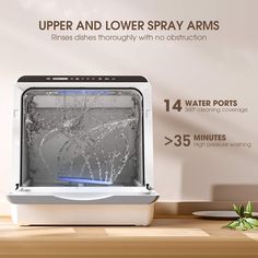 the upper and lower spray arms are shown with instructions for how to use it in an appliance