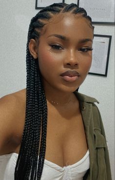 8-10 Feeder Braids, Braids Easy Black Women, Two Cornrow Braids Black Women, Easy Twists Natural Hair, Stitch In Braids, Quick Braid Styles Black Hair Simple, Cornrows With Knotless Box Braids, Feedins Braids For Black Women, Corn Rolls Braids Hairstyles Cornrows