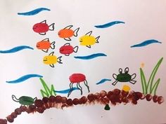 this is an art project for kids to do with water and sea animals on paper