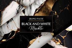 black and white marble tiles with gold foil on them for the cover of an article