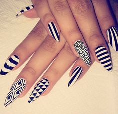 White And Green Nails, Black And White Nails, Edgy Nails, White Nail Art, Trendy Nail Design, Get Nails, Hot Nails, Fabulous Nails, Funky Nails