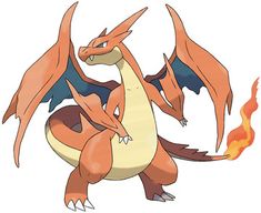 an image of a very cute pokemon with fire in it's mouth and wings