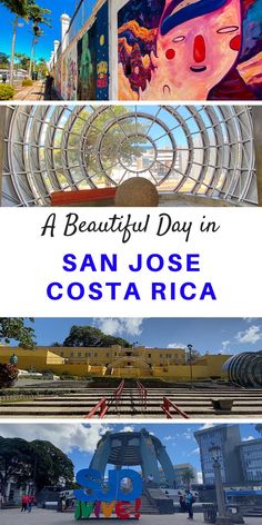 three different pictures with the words a beautiful day in san jose costa rica on them