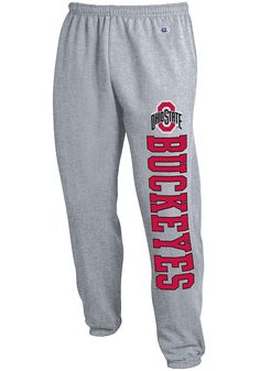 Get cozy in these Ohio State Buckeyes Grey Banded Bottom Sweatpants! Whether you're relaxing watching the game or just out running errands, these The Ohio State University Sweats are the perfect way to show your Buckeyes spirit in comfort and style. These Ohio State Buckeyes Sweatpants also feature a screen print of Ohio State Logo with "Ohio State" down the Leg. 31" Inseam, Side pockets, Inside quickcord at waistband, Covered elastic ankle, Double needle reinforced seams, 50% cotton / 50% polye Ohio State Merch, Sporty Cotton Bottoms For Game Day, Collegiate Style Cotton Sweats For Loungewear, Cotton Sweatpants For Sports Season Loungewear, Cotton Sweatpants For Loungewear During Sports Season, Cotton Athleisure Pants For Sports Events, Sports Cotton Pants With Letter Print, Cotton Bottoms With Letter Print For Sports Season, Cotton Bottoms For Sports Season Events