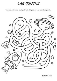 a coloring page with an image of a space shuttle and the word labrinthe