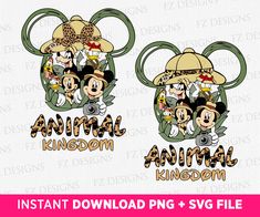 two disney mouse heads with the words animal kingdom and an animal kingdom