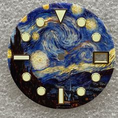 a clock that is made to look like the starry night