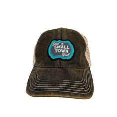 Just a Small Town Girl trucker hat for women. This baseball cap is perfect for women of any age or era as well as the hippie chick or free spirit with its beautiful turquoise rope around the design. Whether you remember the popular Journey song from the 80's or you are proud to hail from a small town or country life, our cute, lived in trucker hat will be super cool for running errands, a girls' trip to Nashville, a country music concert or country life on the farm. Our iconic LEGACY Original Ol Journey Songs, Girl Trucker, Country Music Concerts, Just A Small Town Girl, Hippie Chick, Small Town Girl, Running Errands, Girls Trip, Trucker Cap